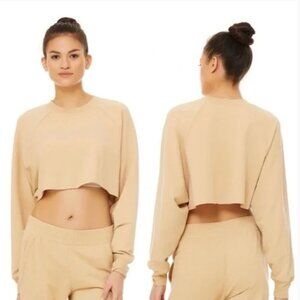 Alo Yoga Double Take Cropped Sweatshirt Tan – Size M